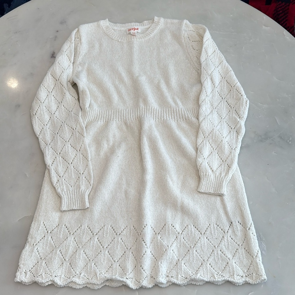 Girls cream sweater dress